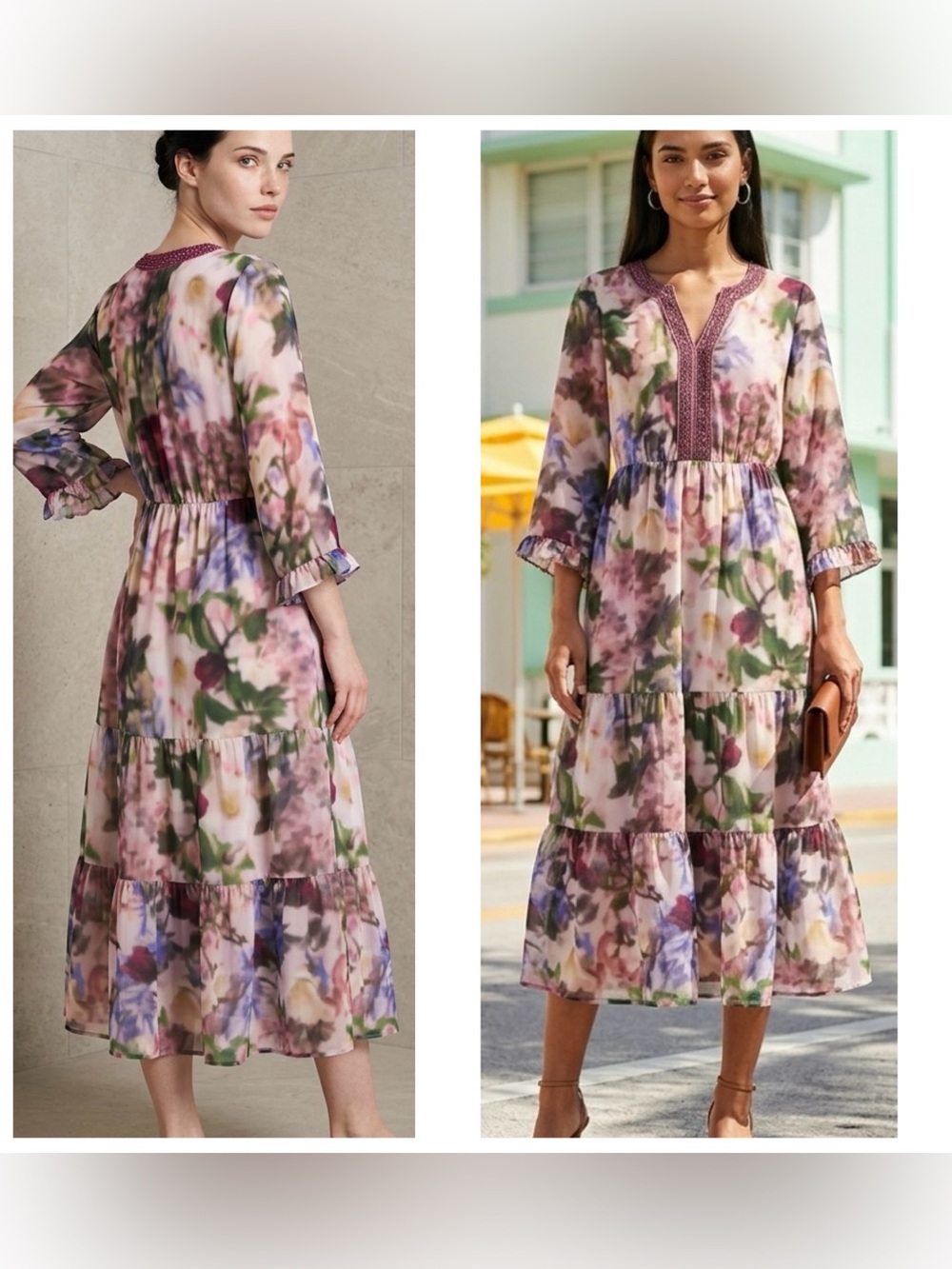 Soft Surroundings Women’s Sz M Baroque Maxi Dress Margots Garden Boho Cottage